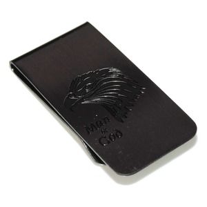 Estate Men's Wide Stainless Steel Gunmetal Man Of God Eagle Prayer Money Clip
